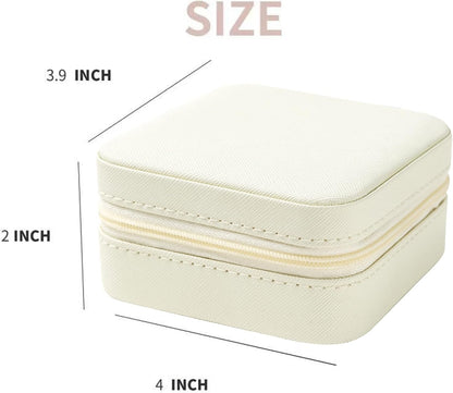 Travel Jewelry Case Travel Jewelry Box Travel Jewelry Organizer Small Jewelry Organizer Box Gift for Girls Women with Mirror(White)