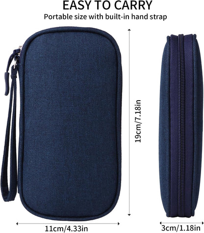 Travel Cable Organizer, Electronics Accessories Bag for Charger, Phone, Memory Card, Universal Gadget Organizer (Blue)